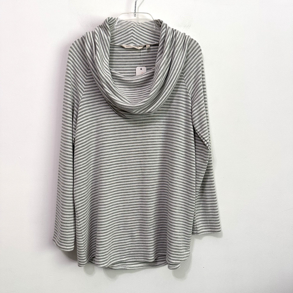 Soft Surroundings Fireside Striped Pullover S Gray Stripe Cowl Neck Soft NEW‎